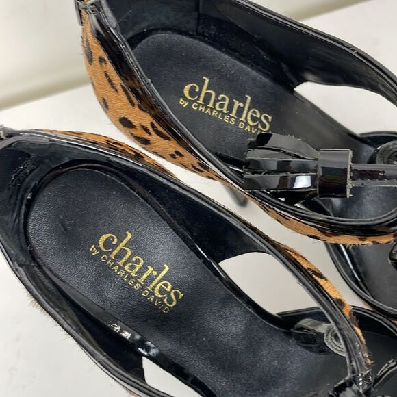 Charles David Women’s 7.5 Platform Heels Leopard Print Pony Hair Tassel Stiletto - Picture 4 of 11